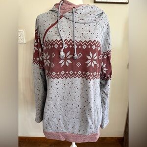 Ampersand Double Hood Gray and Burgundy 3XL Sweatshirt